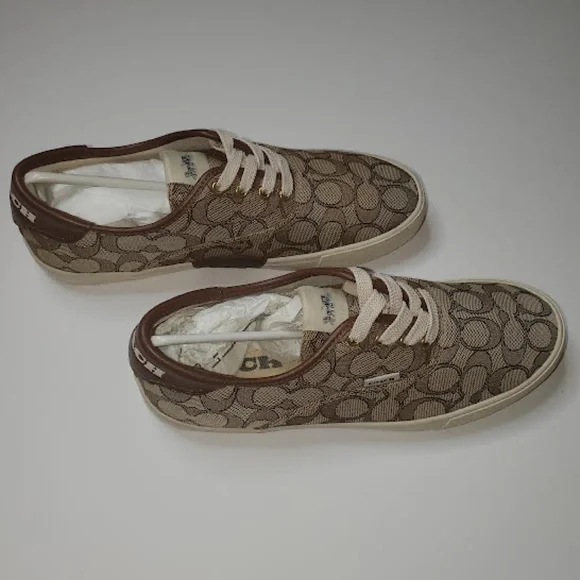 NWOT Women's Authentic Coach Citysole Skate Sneakers C2705 Signature Khaki Logo - Picture 6 of 11